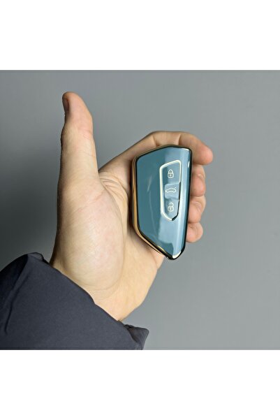 LUXE AKSESUAR Γκρι έξυπνη θήκη νανοσιλικόνης με 3 κουμπιά για Volkswagen Skod...