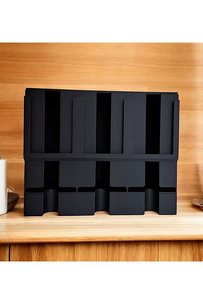Past Practical Tea Bag Stand - 3 Compartments Tea Bag Organizer (Black)