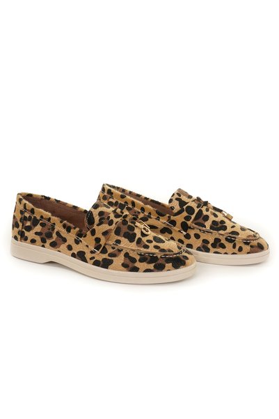 Eray Women's Comfortable Lightweight Soft Leopard Print Tasseled Loafer Ballerina Shoes