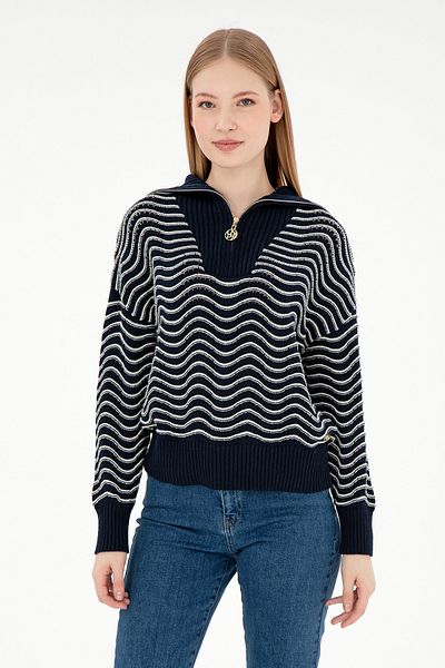U.S. Polo Assn. Γυναικείο πουλόβερ Navy Blue με λαιμόκοψη 50293035 -VR033