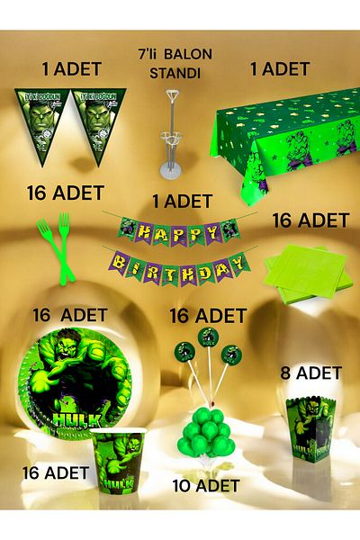 VibeHome 16-Person Hulk Themed 2XL Package - Birthday Party and Fun Events