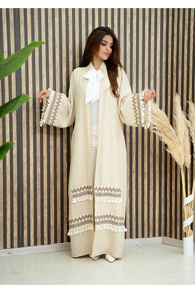 Zümrüt Embroidered Arabic Style Abaya - 1748 Model