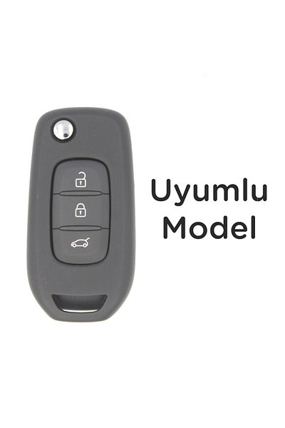 Luxe Aksesuarr Renault - Talisman-Megane4-Taliant-Sustalı 3 Button Silicone Key Protection Case White Silver Color