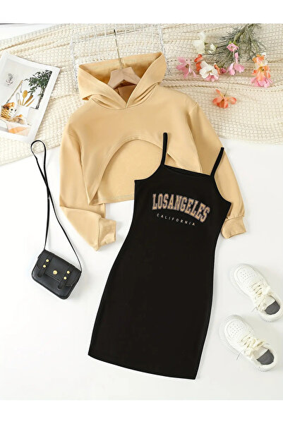DLRboutique Ayıcık baskı elbise & sweat kombin