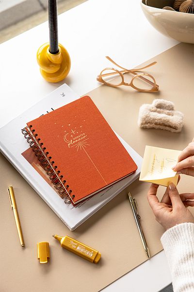 PAPERORA Дневник A5 Linen Unlimited Spiral, коралов