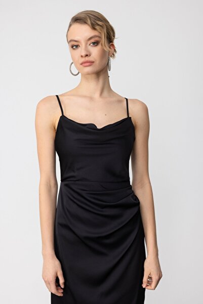 Ekol Mi Rope Bretele Fusta din dantelă Rochie asimetrică din satin