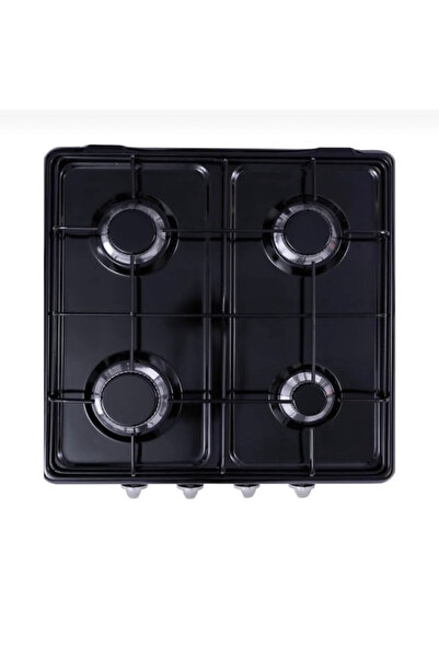 abnturk 4 Gözlü Doğalgazlı Set Üstü Siyah Renk Şık Tasarımlı Ocak