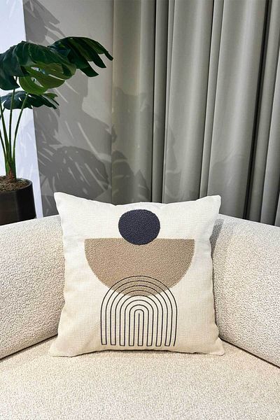 Decomia Home Nordic Tufting Punch Embroidered Linen Blend - 45X45 cm Living Room Decor Double Throw Pillow Cover