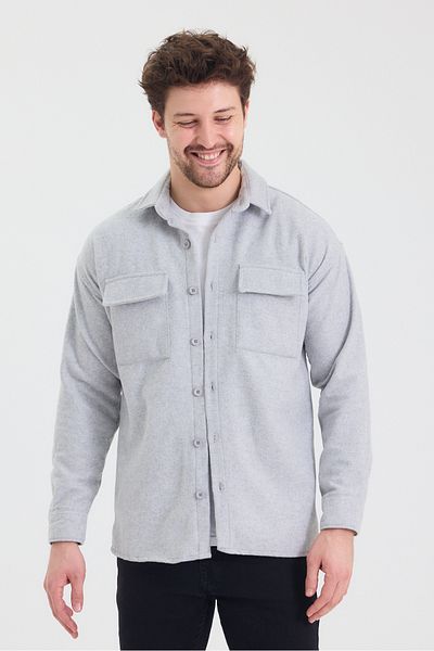 allymoda Мъжко риза от плат с печат Дебело зимно яке ALLY-202