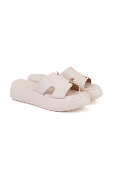 Desa Women's Powder Wedge Heeled Leather Slippers