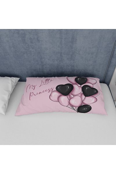 yok yok evim eve dair her şey Children's Patterned Pillowcase with Pink Heart and Bolon