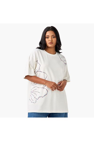 Ulla Popken Multi Flower Print Tee