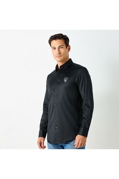 Emperor Solid Shirt With Long Sleeves And Button Closure