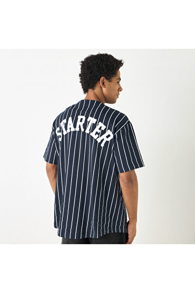 Starter Regular Fit Striped V-neck Shirt With Short Sleeves