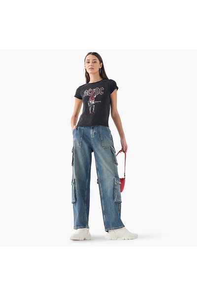 SP Characters Ac/dc Print Crew Neck T-shirt With Short Sleeves
