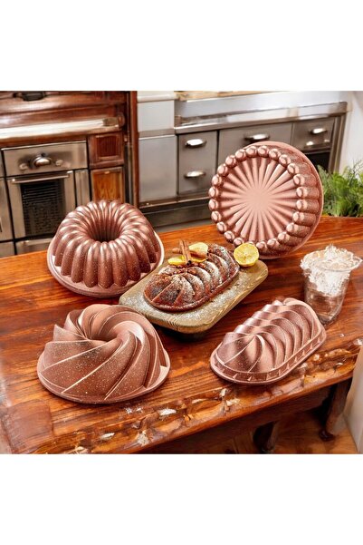 Doremcy مجموعة من 4 قوالب كيك من الجرانيت Eda عصرية وعملية