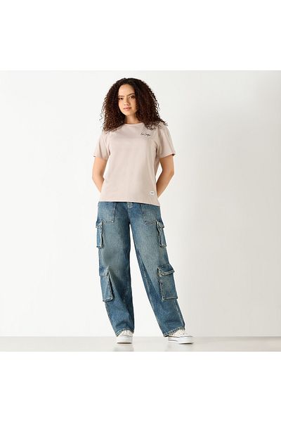 Lee Cooper Embroidered Crew Neck T-shirt With Short Sleeves
