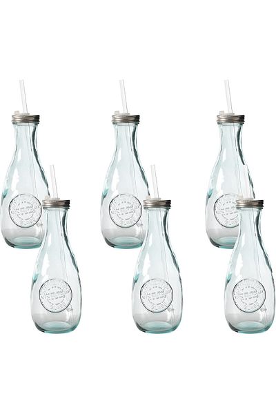 STOREMAX Ntwork Concept Recycle Authentic Bottle with Straw 6 Pieces 590 Cc Art 1087243