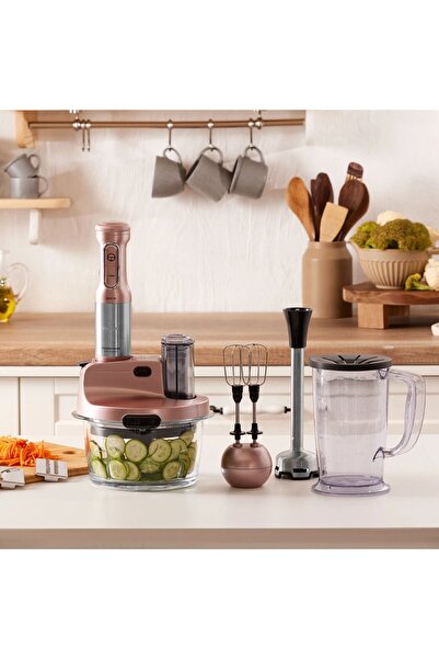 Karaca Turbo Doğrayıcı, Dilimleme Rondo, Blender 2500W Yüksek Güç 8 in 1 Mikser seti & Mutfak Robotu