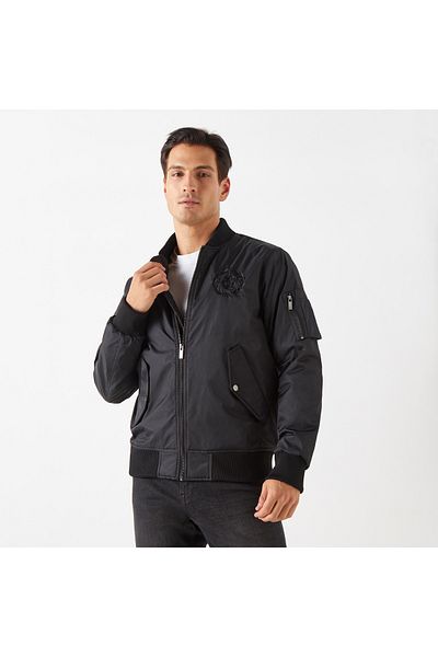 Emperor Logo Detail Zip Through Jacket With Pockets And Long Sleeves