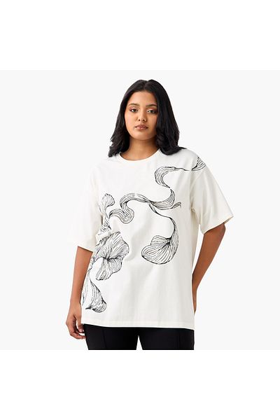 Ulla Popken Wave Printed Embllished Tee