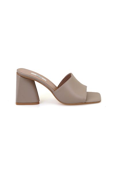 Desa Women's Mink Heeled Leather Slippers