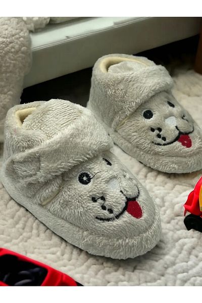 casso Unisex Children's Kindergarten Nursery Home Non-Slip Sole Slippers with Dog Figure