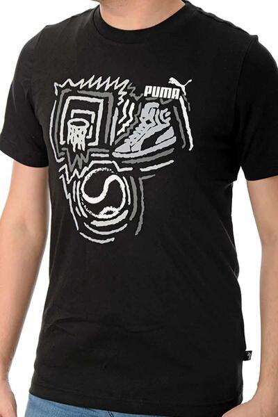 Puma Μαύρο ανδρικό μπλουζάκι - εμπριμέ, μοντέλο 680176 -01