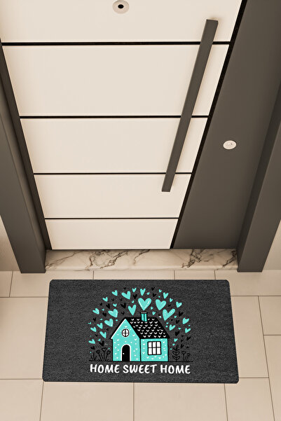 Dormot High Quality Digital Printing Black, Blue Home Home Sweet Theme Door Mat