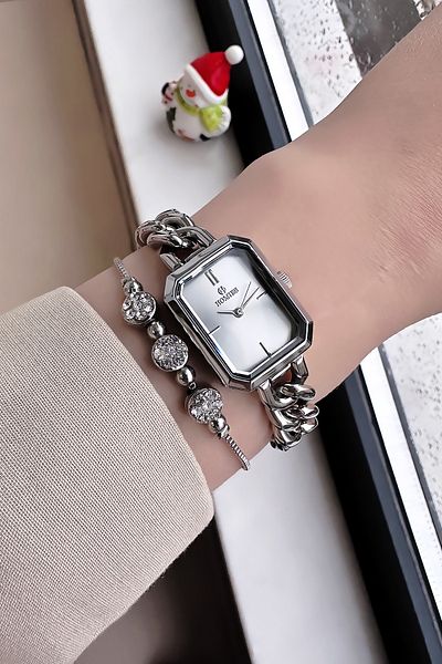 Homies Waterproof Silver Color Original Women's Wristwatch - Chain & Bracelet Hmby2046C4