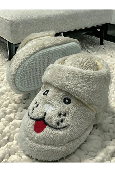 casso Unisex Children's Kindergarten Nursery Home Non-Slip Sole Slippers with Dog Figure