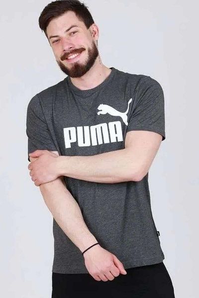 Puma Ανδρικό μπλουζάκι Ess Heather Tee 586736 -01 Μαύρο