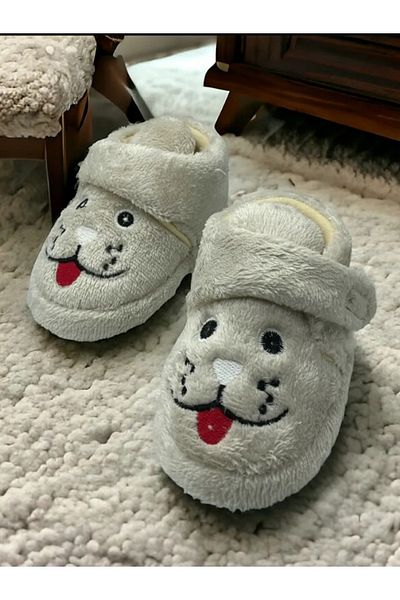 casso Unisex Children's Kindergarten Nursery Home Non-Slip Sole Slippers with Dog Figure