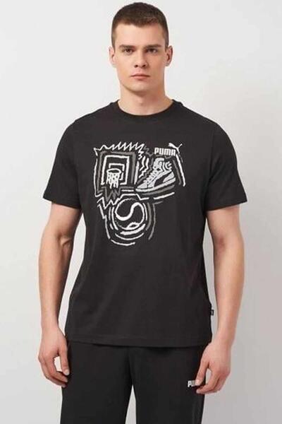 Puma Μαύρο ανδρικό μπλουζάκι - εμπριμέ, μοντέλο 680176 -01