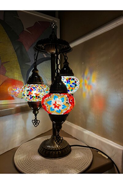 Glow Lambader 3''lü Otantik Lamba Dekor Abajur Aydınlatma Gece Lambası