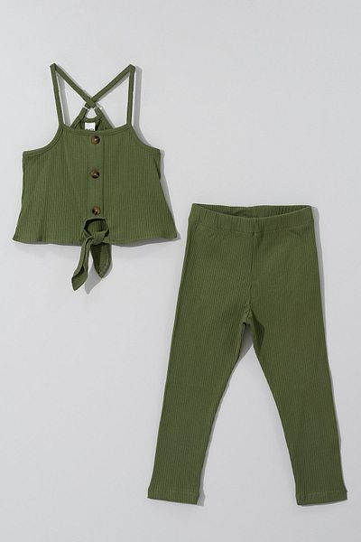 HAUSEkids 6-9 Years Old Sporlife Tennis Girl's Tights Set - Khaki