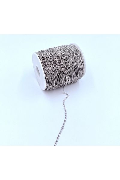 yiğit aksesuar 10 Meters 0.5 mm Silver Steel Chain Necklace Bracelet Chain