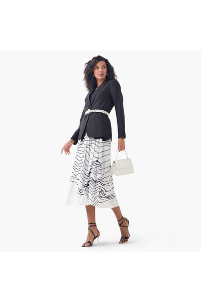 2Xtremz Printed Pleated Midi Skirt With Elasticated Waistband