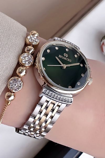Homies Women's Wrist Watch - Waterproof, Steel Band, Special Box, Cutout Glass, Two Colors Bracelet Hmby2038C3