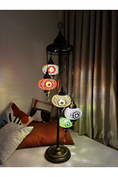 Glow Mozaik Ayaklı Lambader 5li Otantik Lamba Dekor Lamba