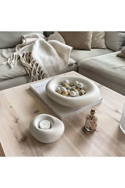 Elada Beton Irregular Texture Decorative Bowl 25 X 6, Concrete Plate, Presentation Bowl