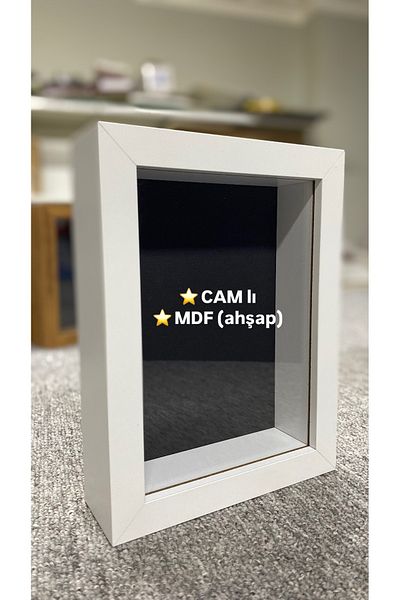 Sevcan sanat atölyesi Black Paspartu Background with 15X20X3 Glass - Memory-Keepsake Frame and Flower-Rose Storage Box