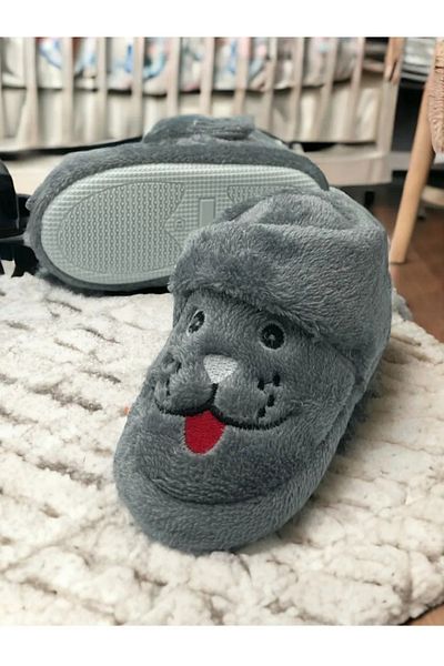 casso Unisex Children's Kindergarten Nursery Home Non-Slip Sole Slippers with Dog Figure
