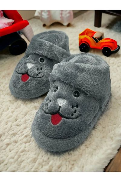 casso Unisex Children's Kindergarten Nursery Home Non-Slip Sole Slippers with Dog Figure