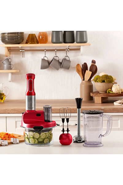 Karaca 2500W Turbo Doğrayıcı, Dilimleme Rondo, Blender - İkili çelik mikser 8 in 1 Çok Amaçlı Mutfak Robotu