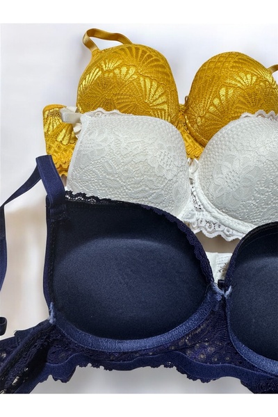 SATTENS Luxury Lace 3-Pack Supported Bra Push up Padded Bra
