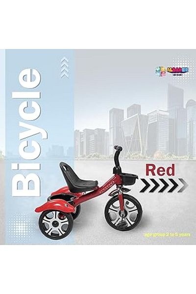 ALBADER Baby Tricycle for Kids, Toddler Tricycle with Back and Rear Stroge, EVA Covered Wheels