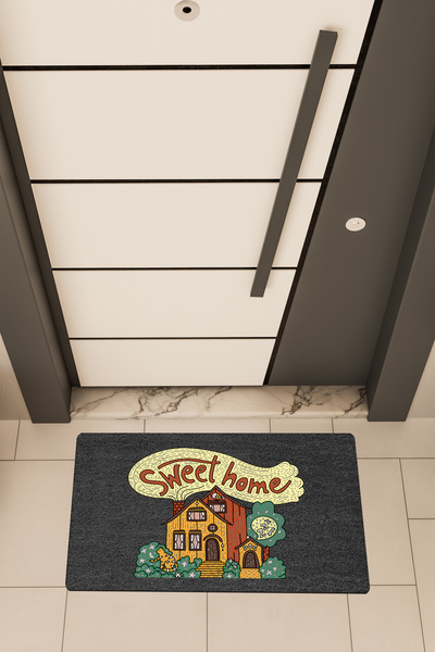 Dormot High Quality Digital Printing Black, Colorful Home Home Sweet Themed Door Front Mat