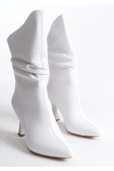 KOCAMANLAR Білі жіночі чоботи - із застібкою-блискавкою ззаду та підтяжками