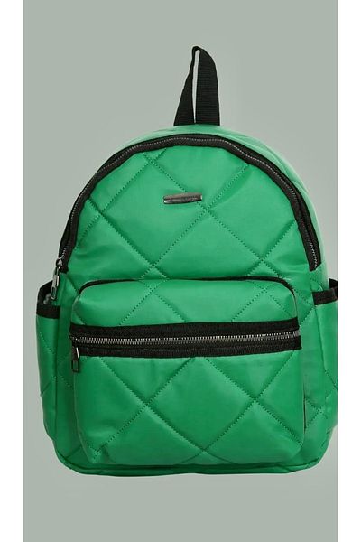 truvalıhelen Grass Green Quilted Embroidered Leather Backpack